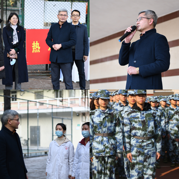 军训新“艺”３：校领导慰问开车漫画
军训学生